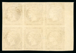 1862-67, 2L bistre on bistre, later printing, left margin block of 6 ...