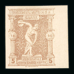 1896 Olympics 5L Die proof from the original plate on carton paper in ...