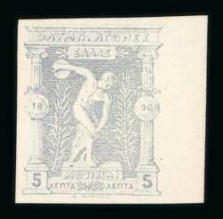 1896 Olympics 5L Die proof from the original plate on carton paper in ...
