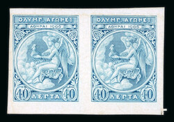 1906 40L proofs in horizontal pairs, one in a greenish-blue, the ...