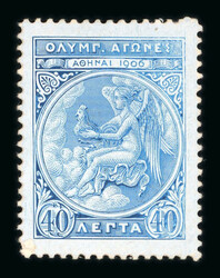 1906 40L bright blue proof perforated on thick paper; fine and unusual