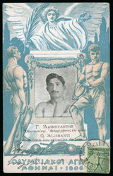 1906 picture postcard of G. Alibranti, gold medal winner of Gymnastic ...
