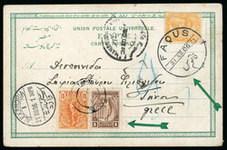 1906 1L used together with 3L Mercury on under franked postcard from ...