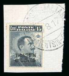 1917 2c on 5c, 4c on 10c and 6c on 15c used, two used on piece, very ...