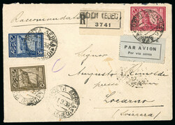 1933 (Sep 11) envelope sent registered airmail from Rhodes to ...