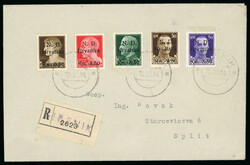 1944 Occupazione Croata set of five on registered Sibenik cover to ...