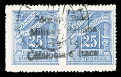 1941, Italy ITACA greek stamp 25l x 2 blue overprint "OCCUPAZIONE ...