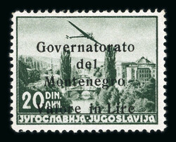 1942 Airmail set of 8 with black and with red overprints, the red ...