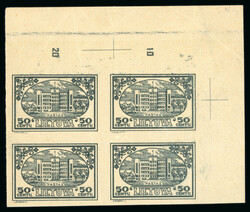 1932 50c Central Post Office, Kaunas in grey imperf corner marginal ...