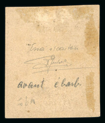 1852 10c Essay before cleaning imperf block of four on carton paper, ...