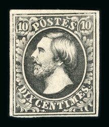 1854 4th Printing 10c velvet-black, Liez printing, four margins with ...