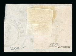 1854 4th Printing 10c velvet black, four good to large margins tied ...