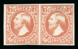 1854 Third, Liez Printing 1Sgr red-orange with reversed watermark, an ...