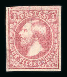 1858 Last Printing 1Sgr carmine-rose, four even margins on thin paper ...