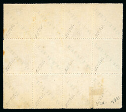 Officials: 1875 colour rouletted 1c brown block of 12 (4 x 3) with ...