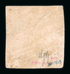 1858 Bull's Head 27 parale black on rose horizontally laid paper, a ...