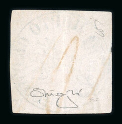 1858 Bull's Head 108 parale blue on pale pink horizontally laid paper ...