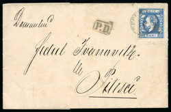 10 bani blue Prince Carol with repaired upper right corner on cover ...