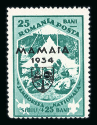 1933/1934 Two constant plate flaws/errors: 10L blue from the ...