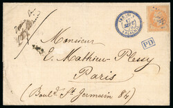 French Post Office in Ibraila 1867: France laureated 40 c. orange ...