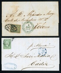 1857, First issue folded lettersheet and -letter of Spanish West ...