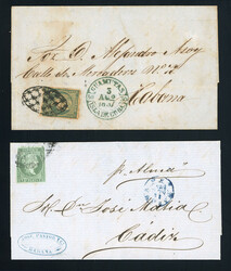 1857, First issue folded lettersheet and -letter of Spanish West ...