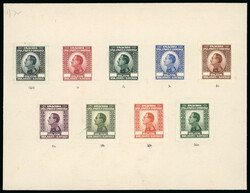1924 King Alexander: De La Rue single die proofs in issued colours ...