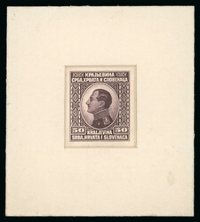 1924 King Alexander: Re La Rue single sunken die proof of the 50 (Pa) ...