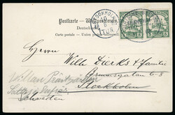 1902 fine early colour postcard of Tsingtau to Stockholm, Sweden ...