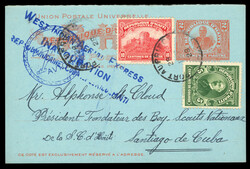 1927-1928 small selection of flown covers (2) and cards (3), ...