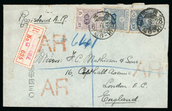 1910s, trio of covers incl. 1915 (6.6) registered AR envelope to ...