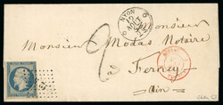 1853, Verwendung französischer Briefmarken im Kanton Waadt: 1853, ...