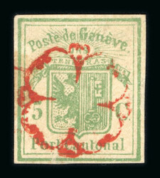 1849, Ganzsachenausschnitt, in frischen Farben, allseits breitrandig, ...