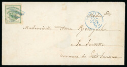 1852, Ganzsachenausschnitt, in frischen Farben, allseits breit- bis ...