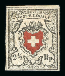 1850, Poste locale mit Kreuzeinfassung, Type 3, in sehr frischen ...