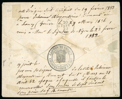 1852, Rayon III kleine Wertziffern Centimes, 2 Einzelmarken, Typen 9 ...