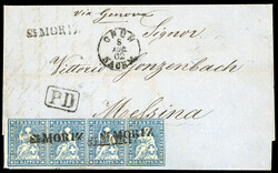 1862, 10 Rp. blau, 4. Berner Druckperiode, im waagerechten ...