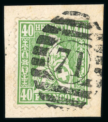 1863, 40 Rp. grün, auf kleinem Briefstück (zur Kontrolle gelöst, ...