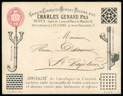 1874, Tüblibrief 10 Rp. rot, mit vorder- und rückseitig ...