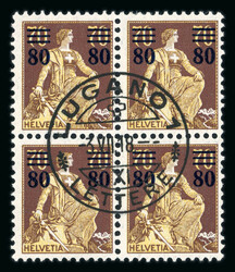 1914-38, Lot gestempelter Viererblöcke, teils mit zentrischen ...