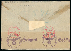 1944, komplette Serie mit Zusatzfrankatur auf eingeschriebenem ...