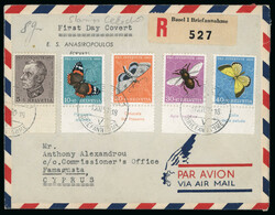 1950, komplette Serie auf eingeschriebenem Ersttagsbrief per Flugpost ...