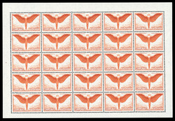 1924, 75 Rp. orange im kompletten Originalbogen von 25 Marken mit ...