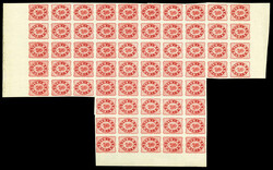 1864, Rigi-Kaltbad 15 Rp. ziegelrot, ungezähnt, im Bogenteil von 63 ...