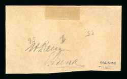 1859 1/2 Gr. plate I, porous paper (NA) olive yellow (giallo oliva), ...