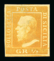 1859 1/2 Gr. plate I, light yellow (giallo chiaro), showing good to ...