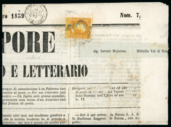 PALERMO PARTENZA: 1859 (29.1) Folded newspaper sent to Militello, ...