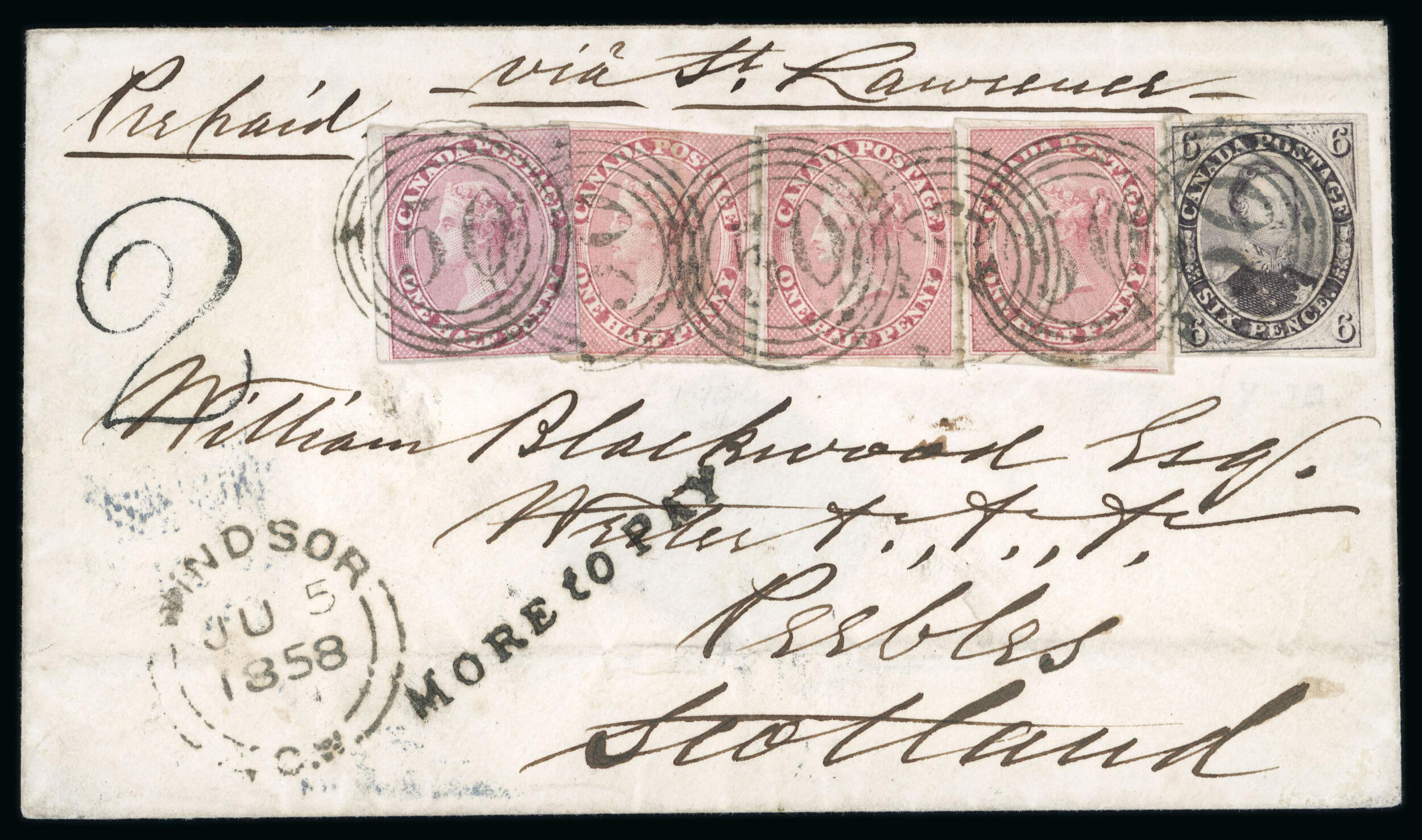 1852–57 6d Reddish-Purple and 1/2d Rose Multiple – Windsor to ...