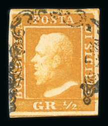 1859 1/2 Gr. plate I, porous paper (NA) dark orange (arancio), ...