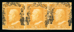 1859 1/2 Gr. plate I, porous paper (NA) orange (arancio), early ...